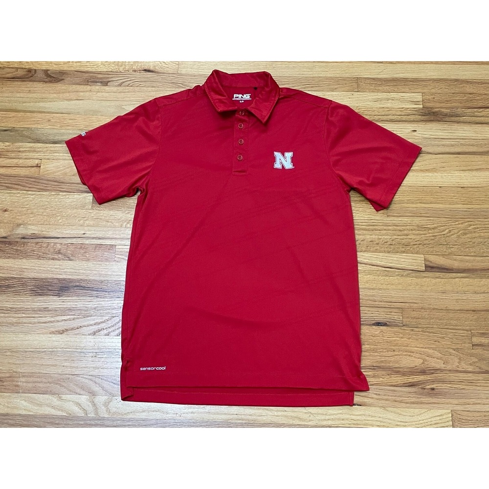 Ping Polo Shirt Men's S Red Short Sleeve Nebraska Cornhuskers Football Team Logo